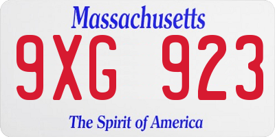 MA license plate 9XG923