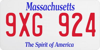 MA license plate 9XG924