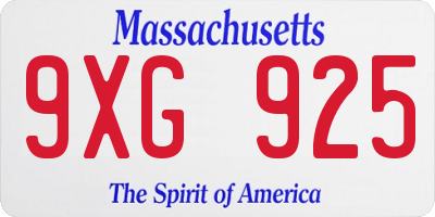 MA license plate 9XG925
