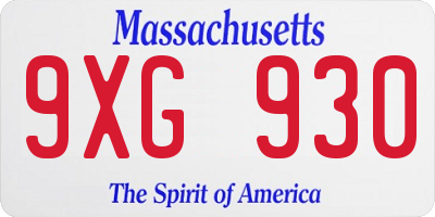 MA license plate 9XG930