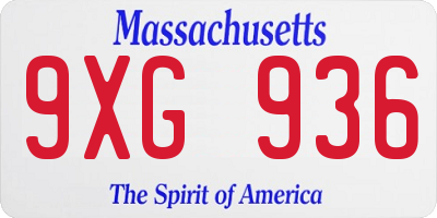 MA license plate 9XG936