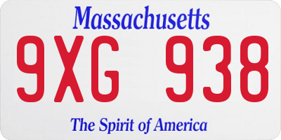 MA license plate 9XG938