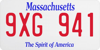 MA license plate 9XG941