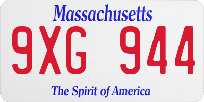 MA license plate 9XG944