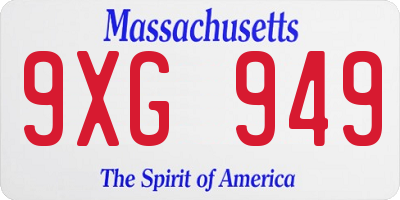 MA license plate 9XG949