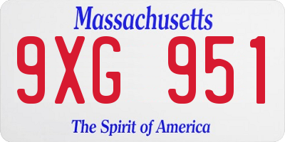 MA license plate 9XG951