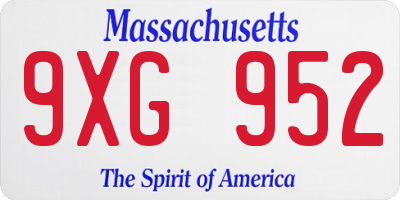 MA license plate 9XG952