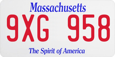 MA license plate 9XG958