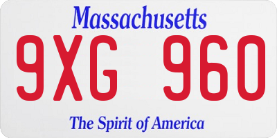 MA license plate 9XG960