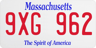 MA license plate 9XG962