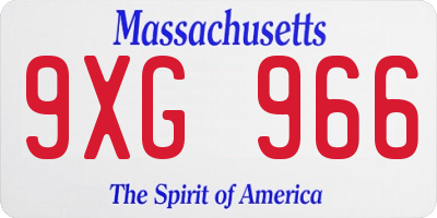 MA license plate 9XG966