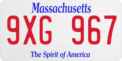 MA license plate 9XG967