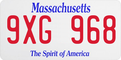 MA license plate 9XG968