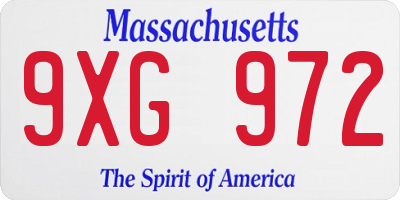 MA license plate 9XG972