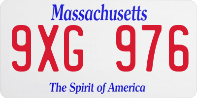 MA license plate 9XG976