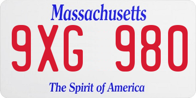 MA license plate 9XG980
