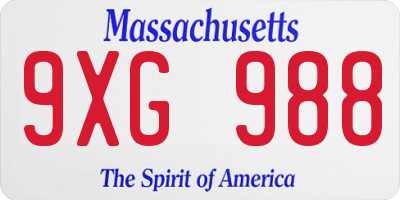 MA license plate 9XG988