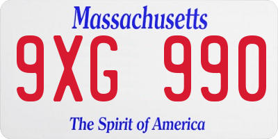 MA license plate 9XG990