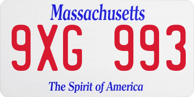 MA license plate 9XG993