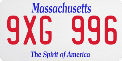 MA license plate 9XG996