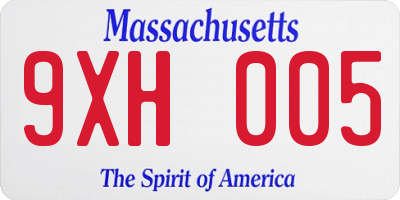 MA license plate 9XH005