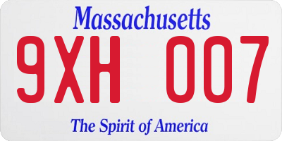 MA license plate 9XH007