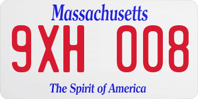 MA license plate 9XH008