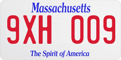 MA license plate 9XH009