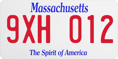 MA license plate 9XH012