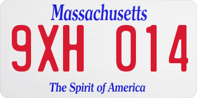 MA license plate 9XH014