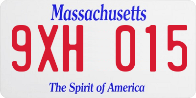 MA license plate 9XH015