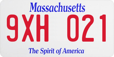 MA license plate 9XH021