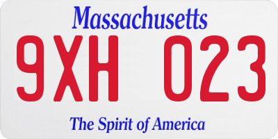 MA license plate 9XH023