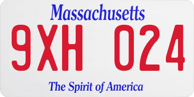 MA license plate 9XH024