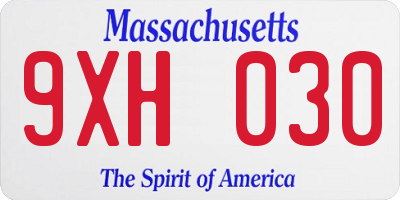 MA license plate 9XH030
