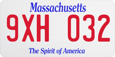 MA license plate 9XH032