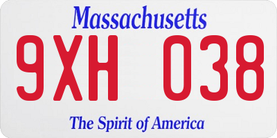 MA license plate 9XH038