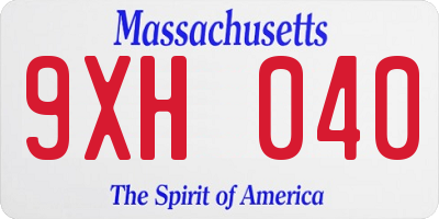MA license plate 9XH040