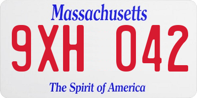 MA license plate 9XH042