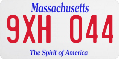 MA license plate 9XH044