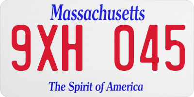 MA license plate 9XH045