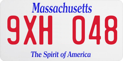 MA license plate 9XH048