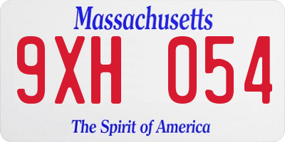 MA license plate 9XH054
