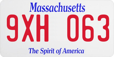 MA license plate 9XH063