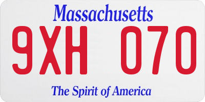MA license plate 9XH070