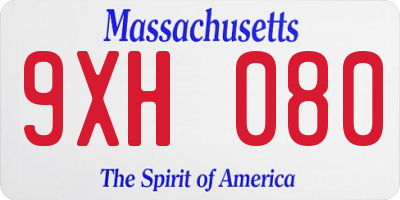 MA license plate 9XH080