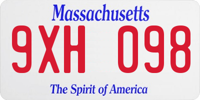 MA license plate 9XH098