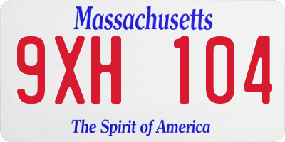 MA license plate 9XH104