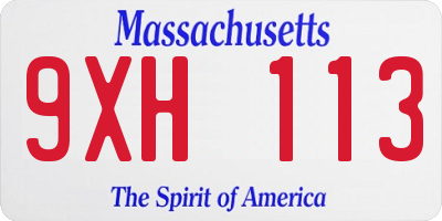 MA license plate 9XH113