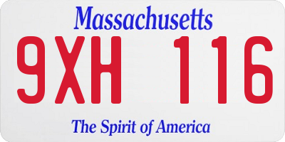MA license plate 9XH116